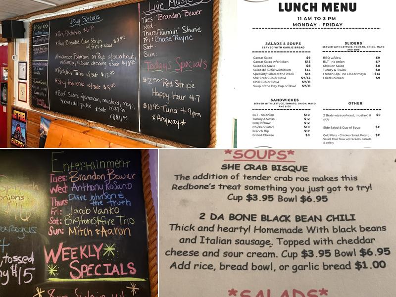 Red Bones Raw Bar Seafood Grille Menu