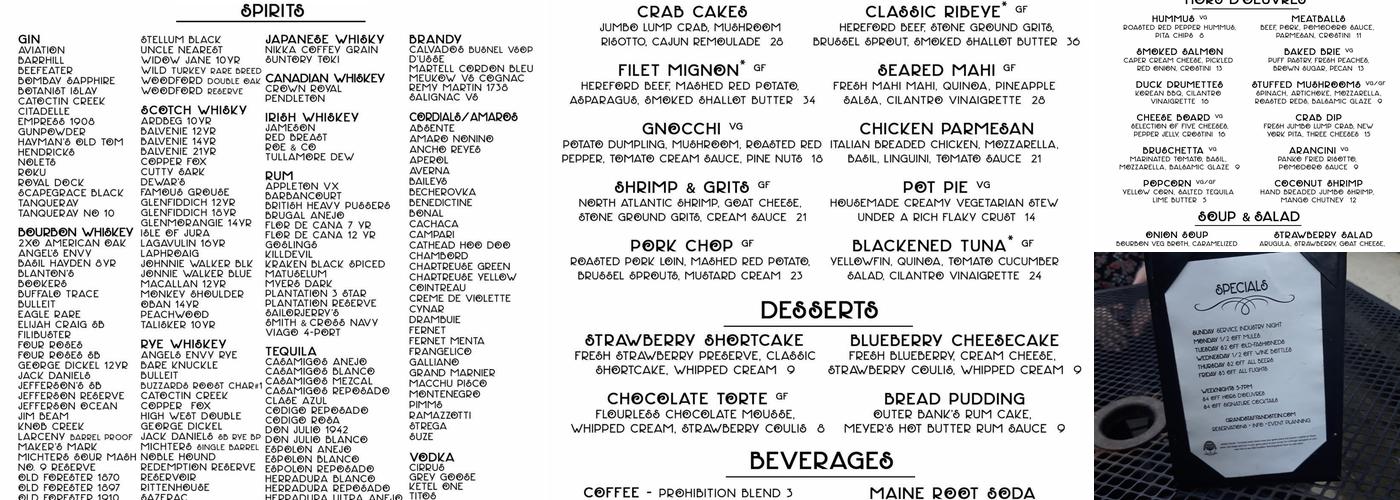 Grandstaff & Stein Menu