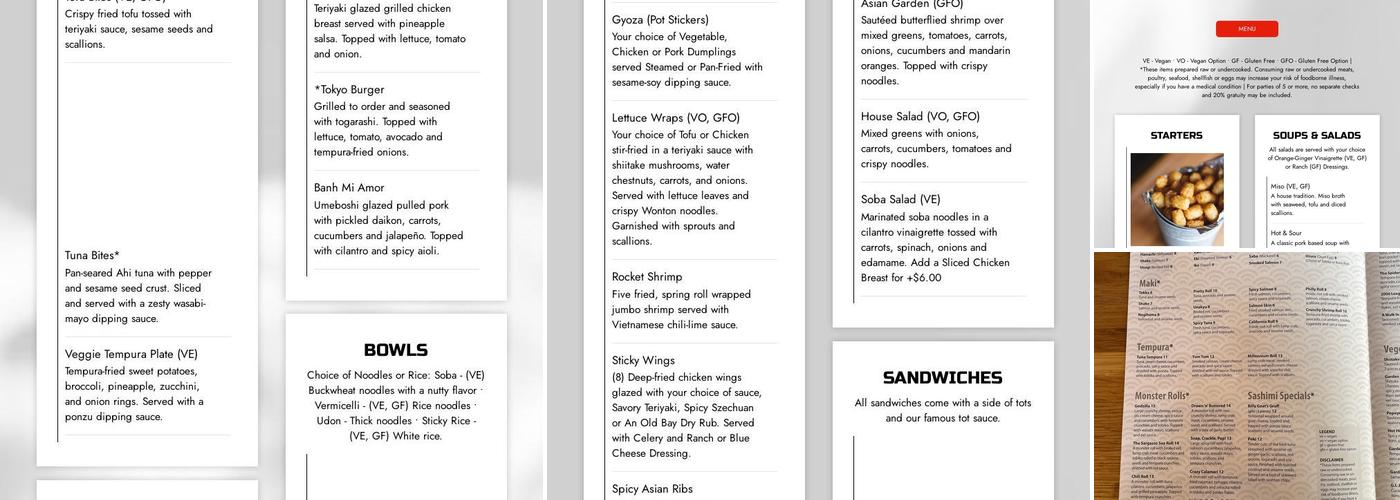 Sticky Rice Menu