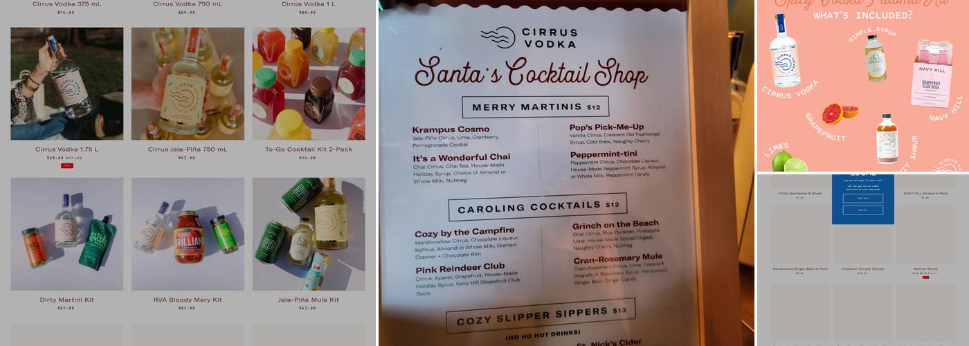 Cirrus Vodka Menu