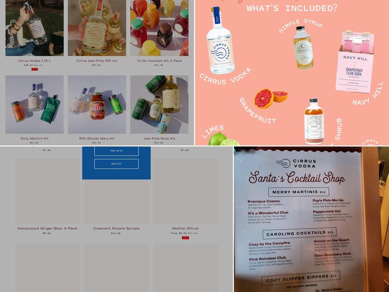 Cirrus Vodka Menu