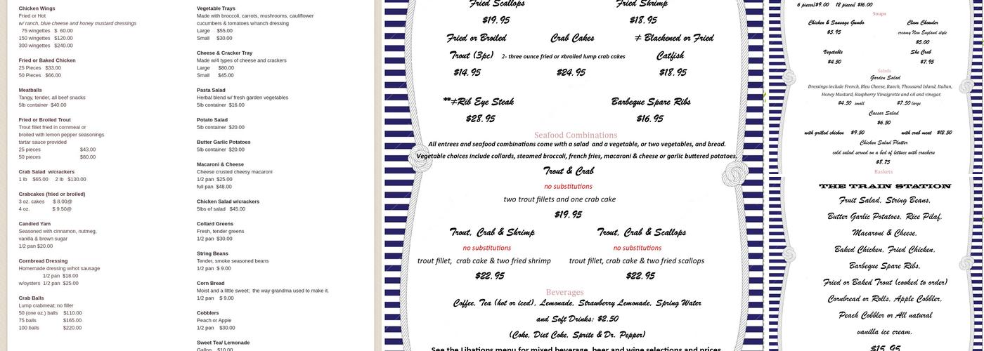 The Train Station Restaurant Menu