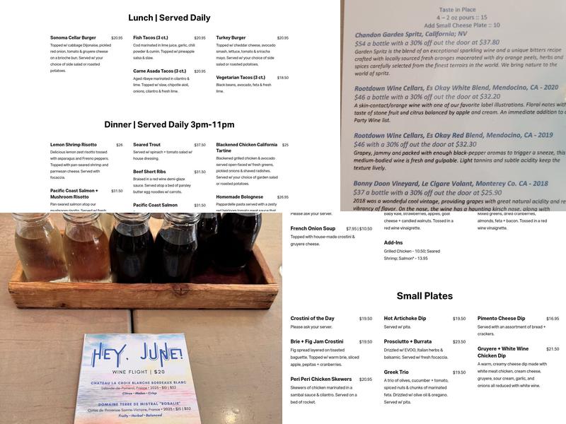 Sonoma Cellar Menu