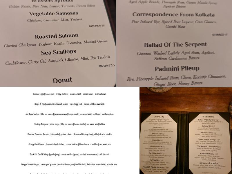 Captain Gregory's Menu