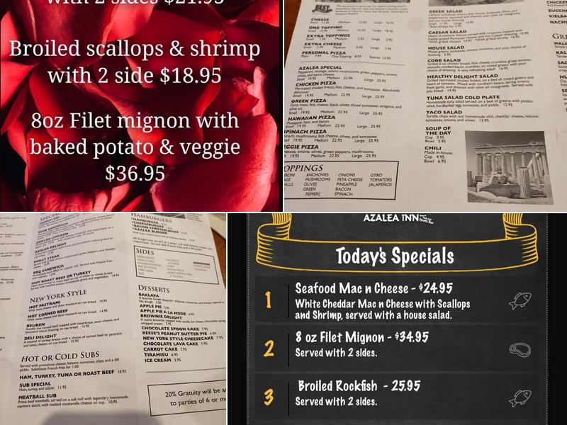 Azalea Inn & Time Out Sports Bar Menu