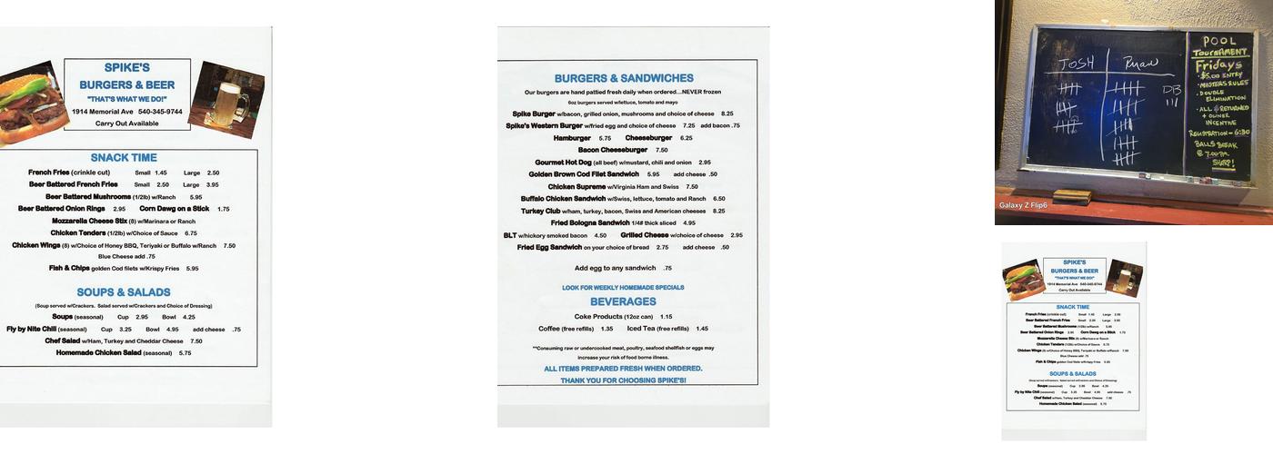 Spike's Menu