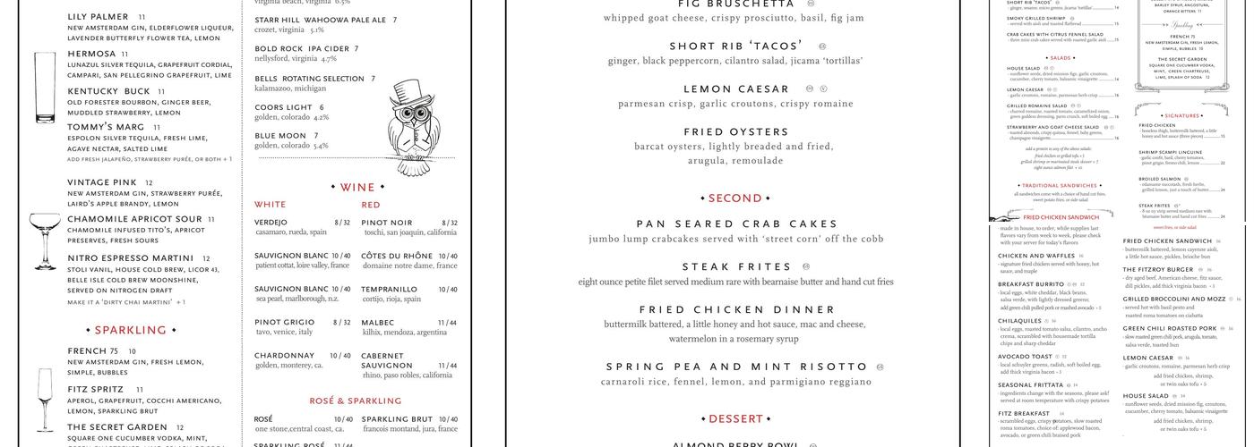 The Fitzroy Menu