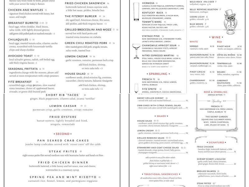 The Fitzroy Menu