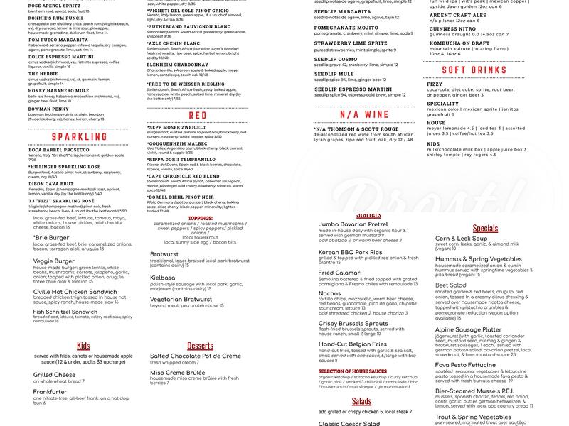 Kardinal Hall Menu
