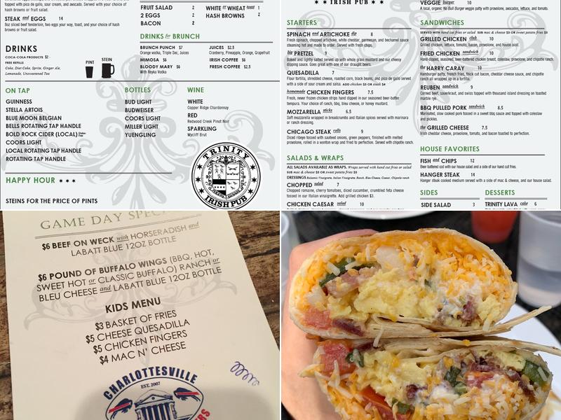 Trinity On The Corner Menu