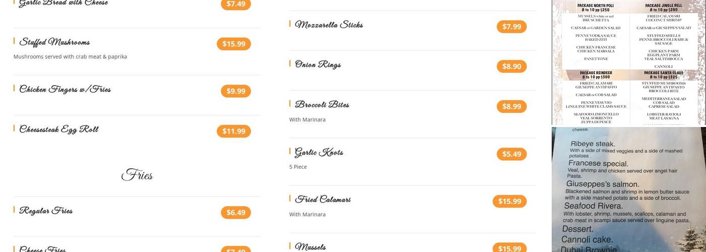 Giuseppe's Pizza Menu