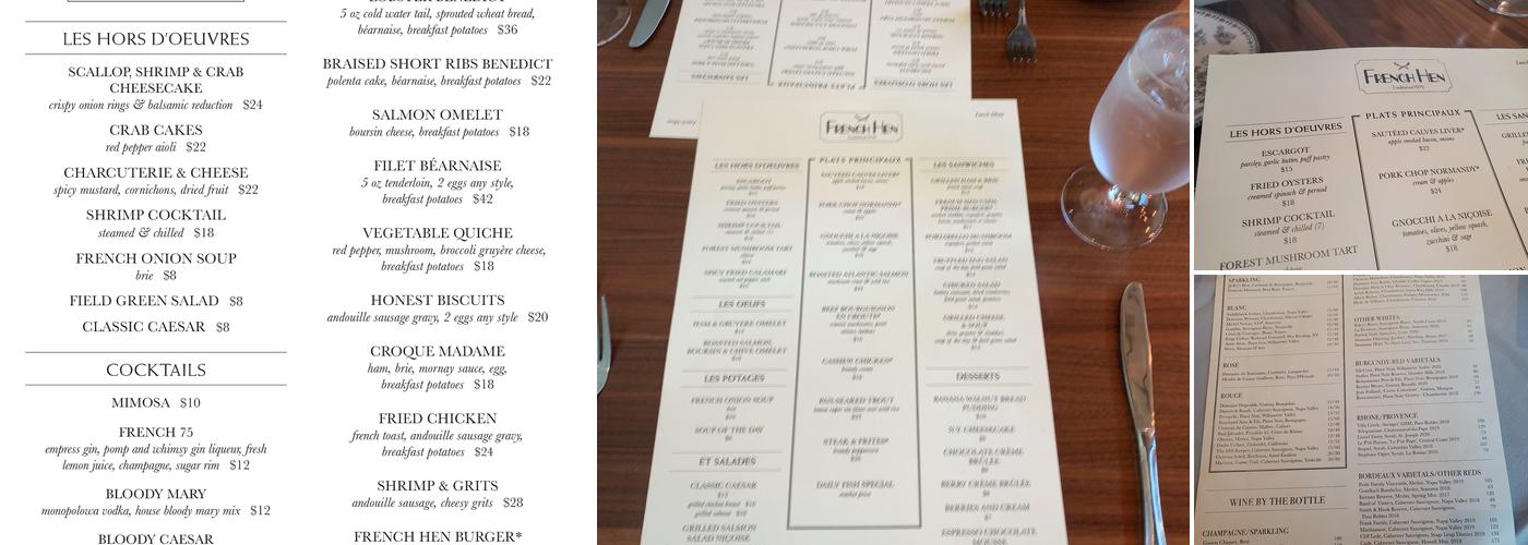 French Hen Menu