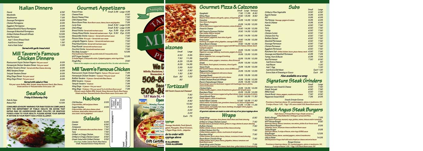Pot Belly Pub Menu