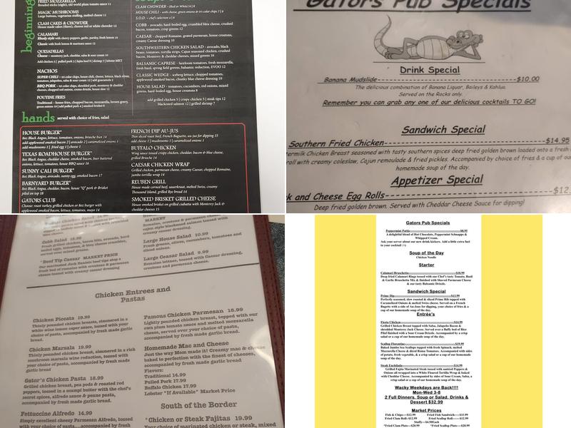 Gators Pub Menu