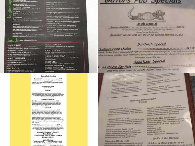 Gators Pub Menu