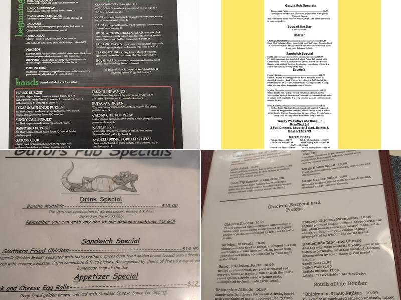 Gators Pub Menu