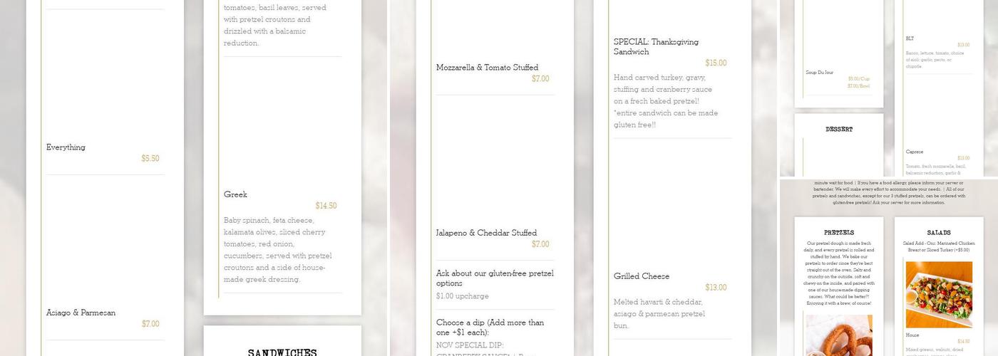 The Malted Barley Menu