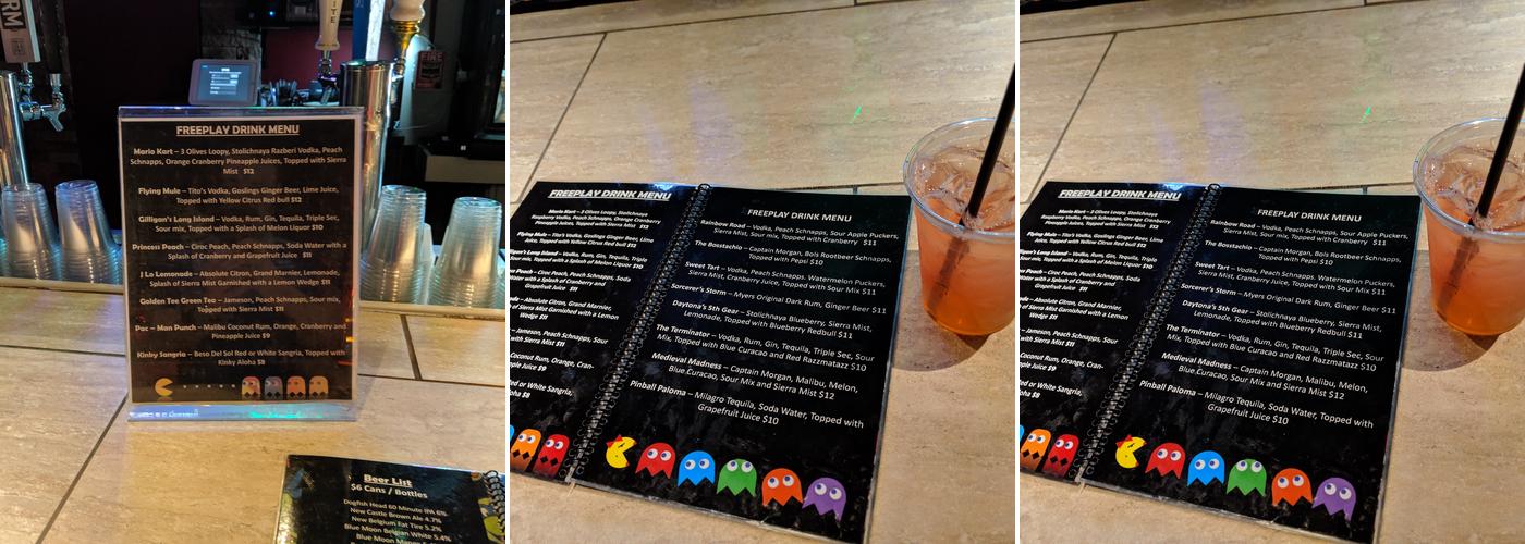 Free Play Bar Arcade Menu