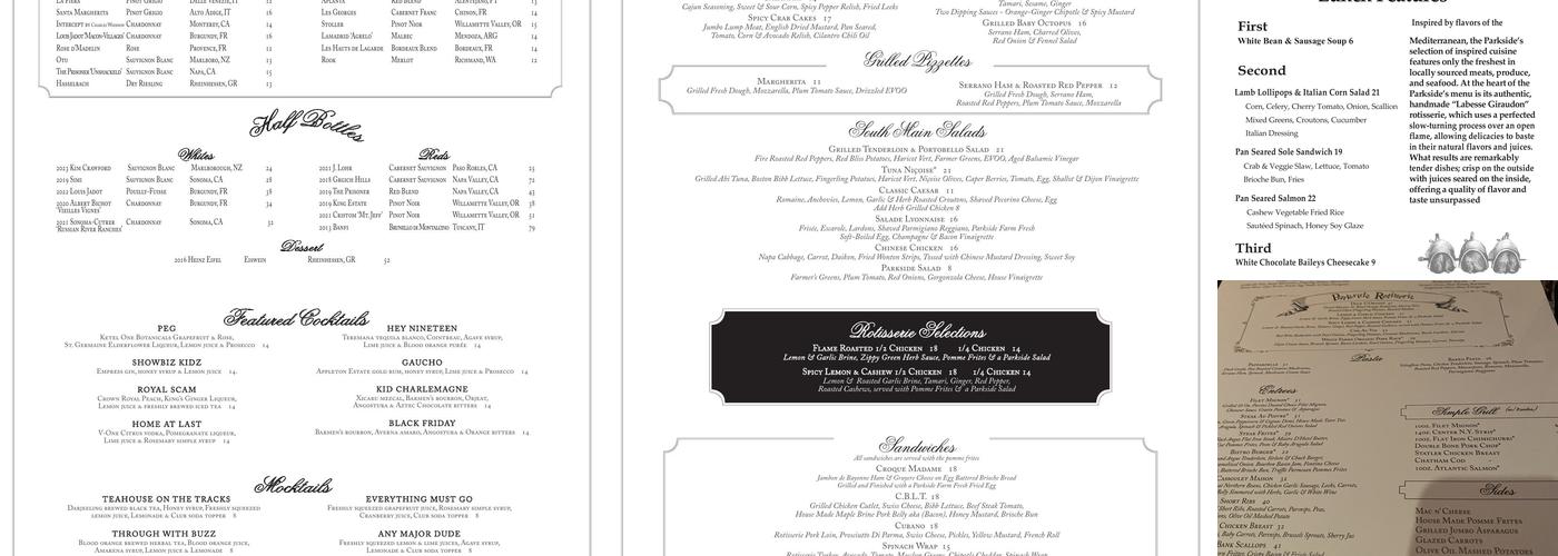 Parkside Rotisserie & Bar Menu