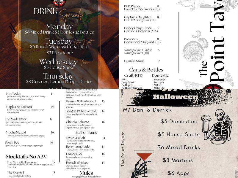 The Point Tavern Menu