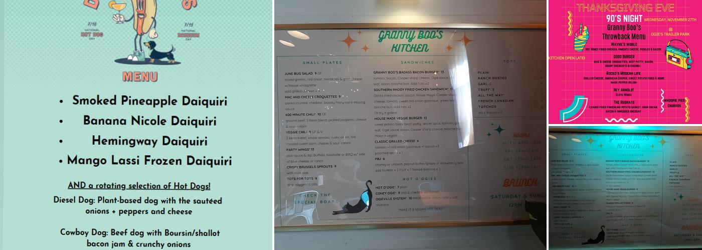 Ogie's Trailer Park Menu