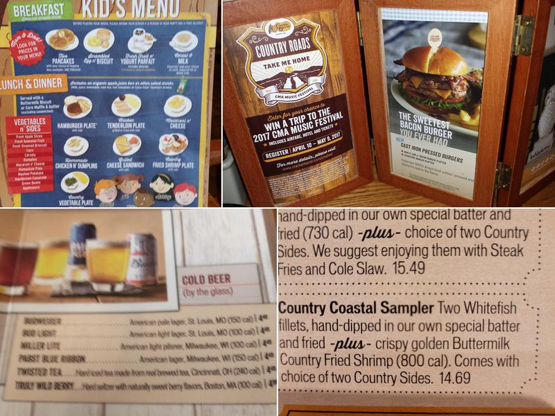Cracker Barrel Old Country Store Menu