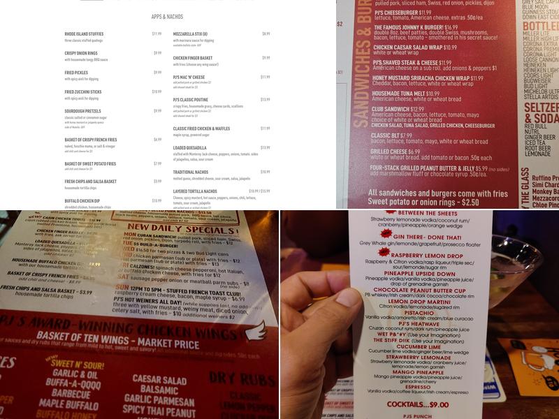 PJ's Pub Menu