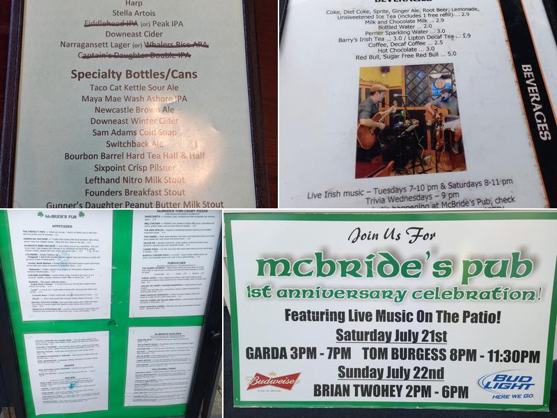 Mcbride's Pub Menu