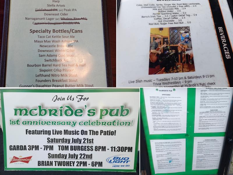 Mcbride's Pub Menu