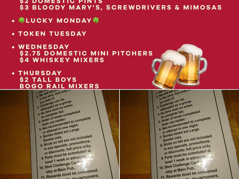 Main Pub Menu