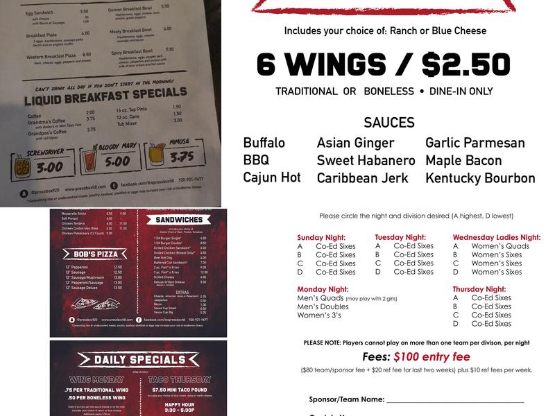 Press Box Menu