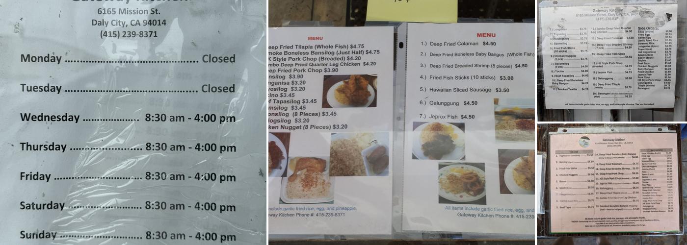 Gateway Kitchen Menu