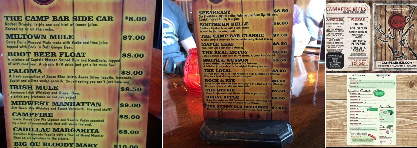 Camp Bar | Third Ward Menu