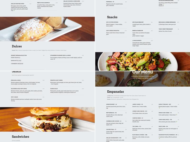 La Masa Empanada Bar Menu