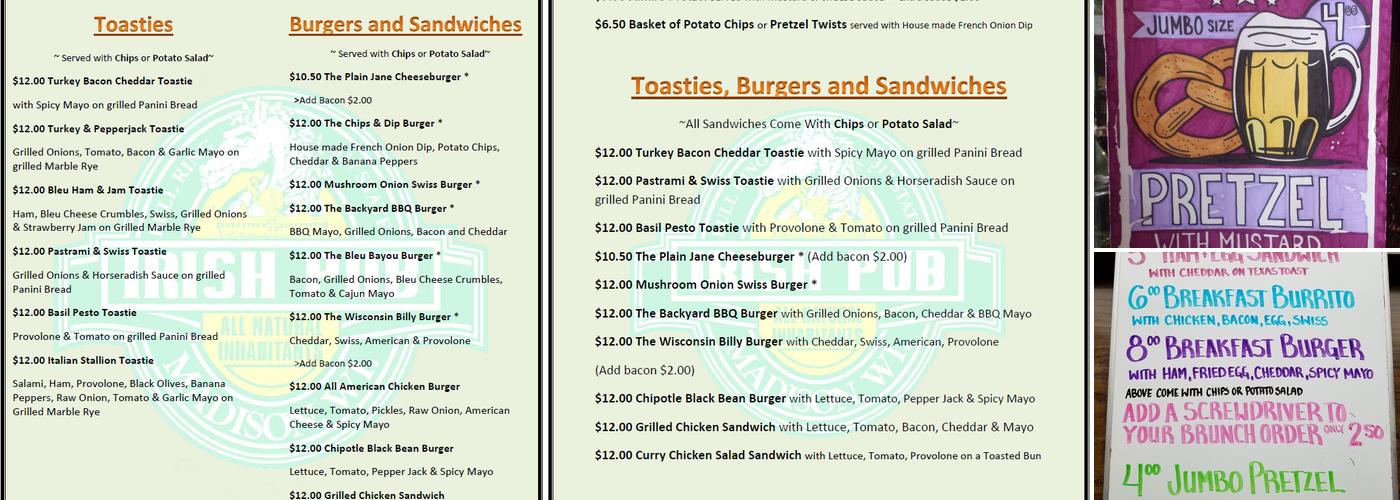 Mackesey's Irish Pub Menu