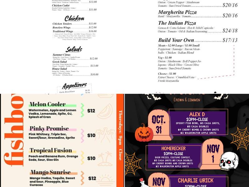 Crown & Common Menu