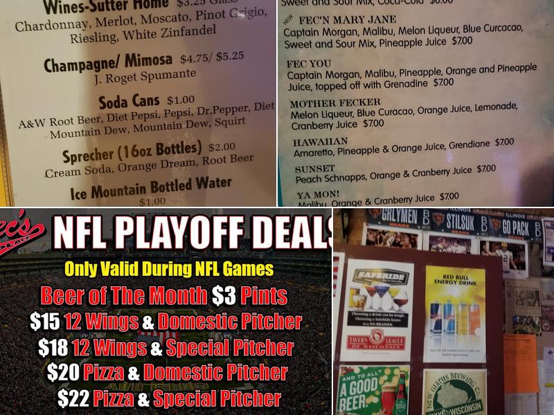 Fec's Place Menu