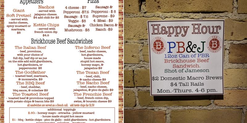 The Brickhouse Menu