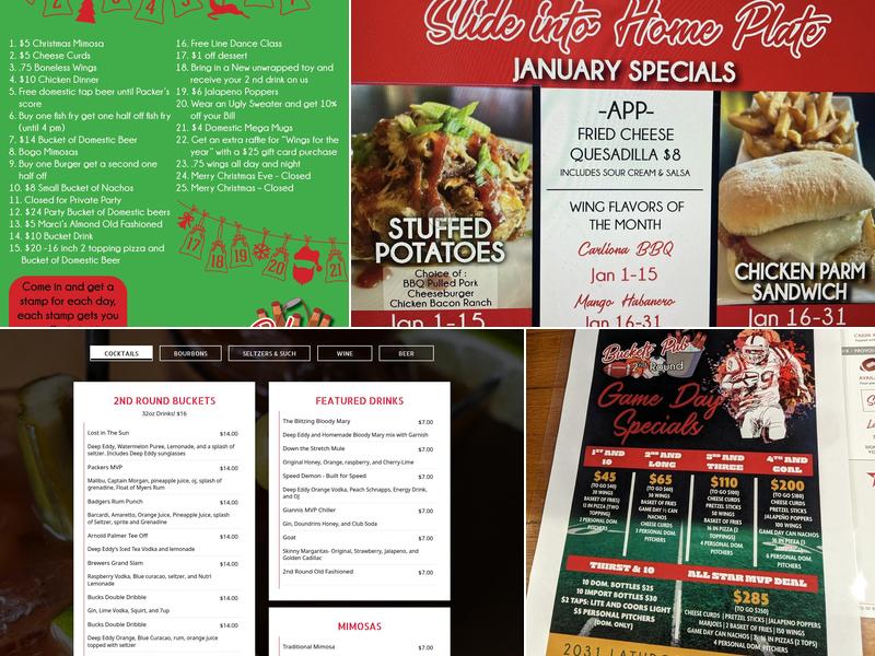 Buckets Pub 2nd Round Menu