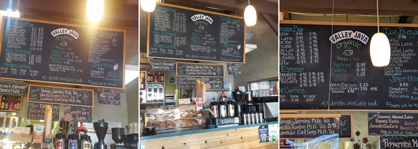 Valley Java Menu