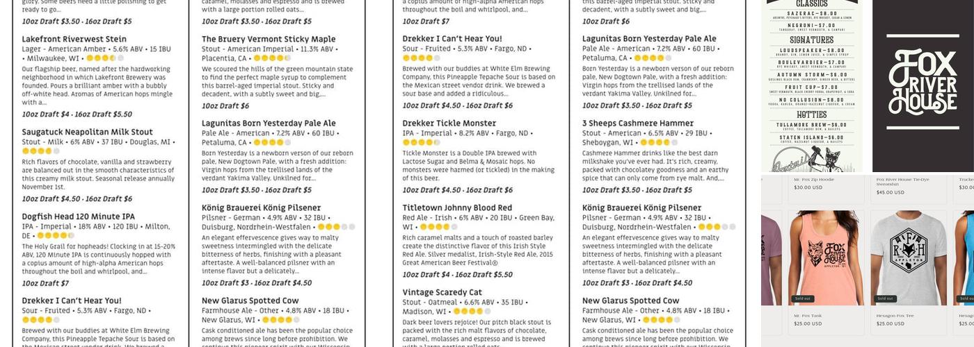 Fox River House Menu