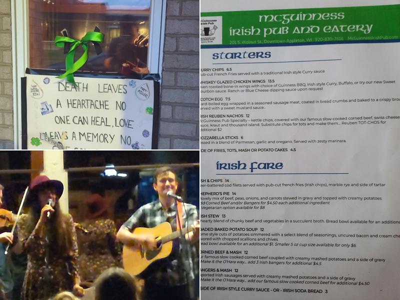 McGuinness Irish Pub Menu