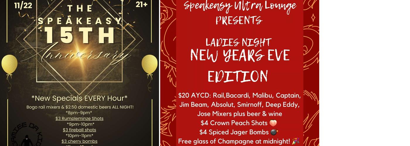 Speakeasy Ultra Lounge Menu