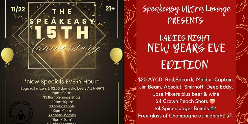 Speakeasy Ultra Lounge Menu