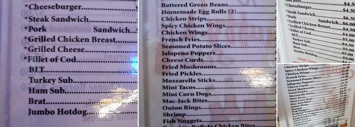 Snuffy's Still Menu