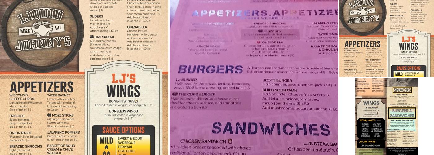 Liquid Johnny's Menu