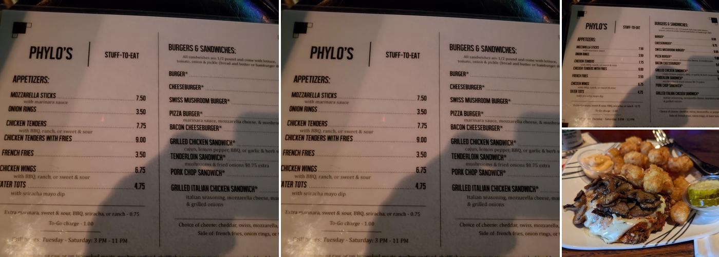 Phylo's Menu