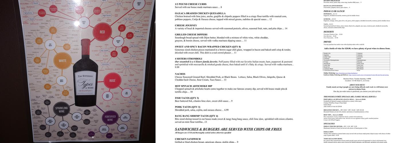 4 Sisters 4th Street Bar Menu