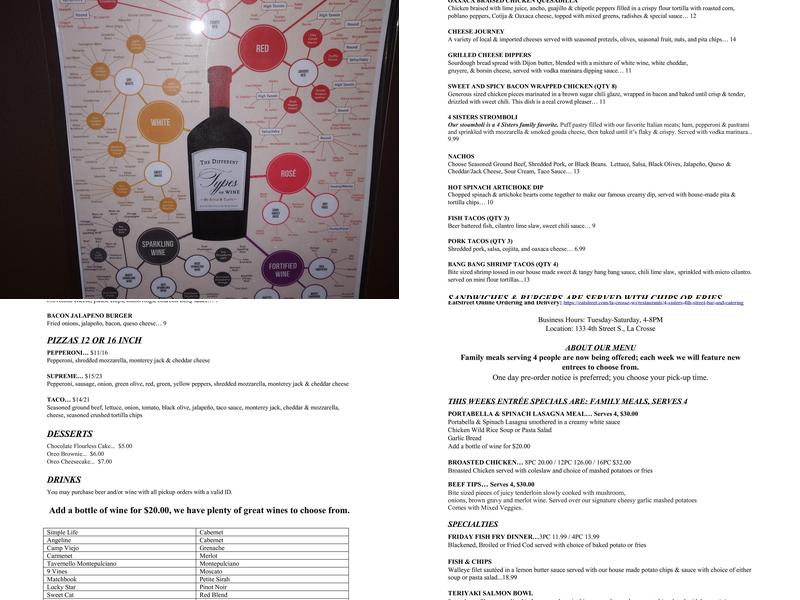 4 Sisters 4th Street Bar Menu