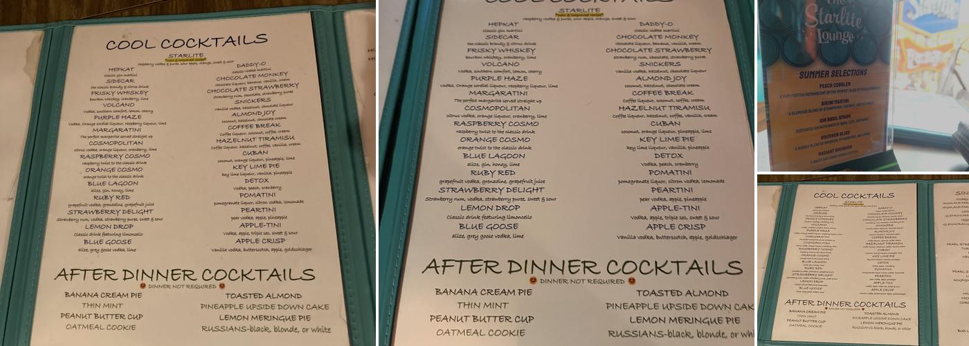 The Starlite Lounge Menu